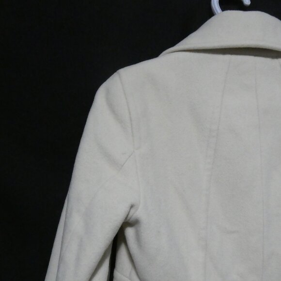 KENNETH COLE REACTION | size 6 | Ivory Button-Up Coat | Slashed Front Pockets - Picture 12 of 16